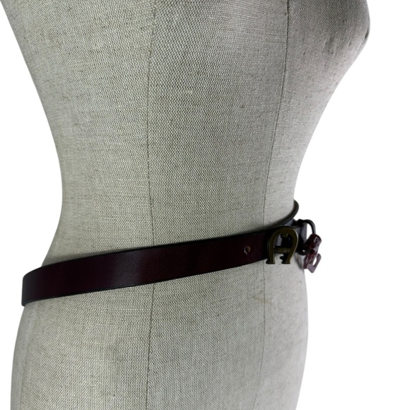 Rare Genuine ETIENNE AIGNER Burgundy Leather Logo Belt For Unisex Size XL 34 main image 8